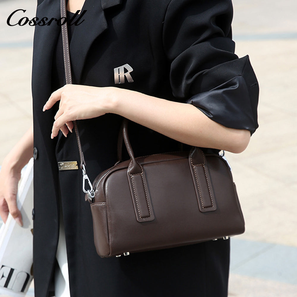 Genuine Leather Women's Bag Shoulder Bag 2025 New Premium Feeling Boston Handbag Female Crossbody Bag