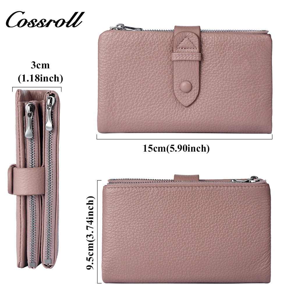 Women's Long Genuine Leather Multi-Card Slot Simple First Layer Cowhide Vertical Wallet for Export