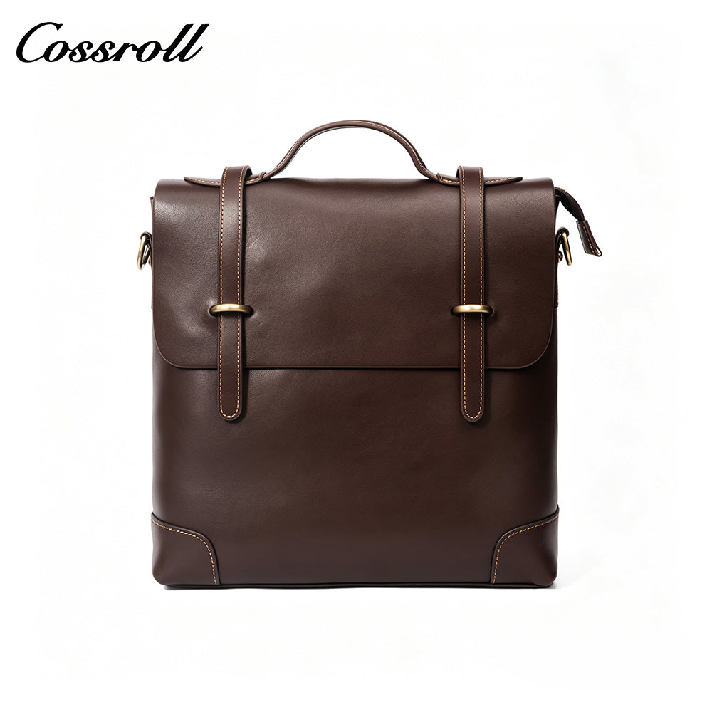 Genuine Leather Briefcase for Men, Large Capacity Laptop Handbag, Multi-Functional Business Commute Bag, Support Handheld / Shoulder / Crossbody / Backpack Carry