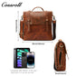 Crazy horse leather shoulder bag Men's fashion leather crossbody bag Business men's bag briefcase three-purpose bag