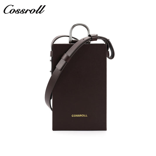 First-layer cowhide square small crossbody bag, minimalist and niche handheld single-shoulder mini phone bag