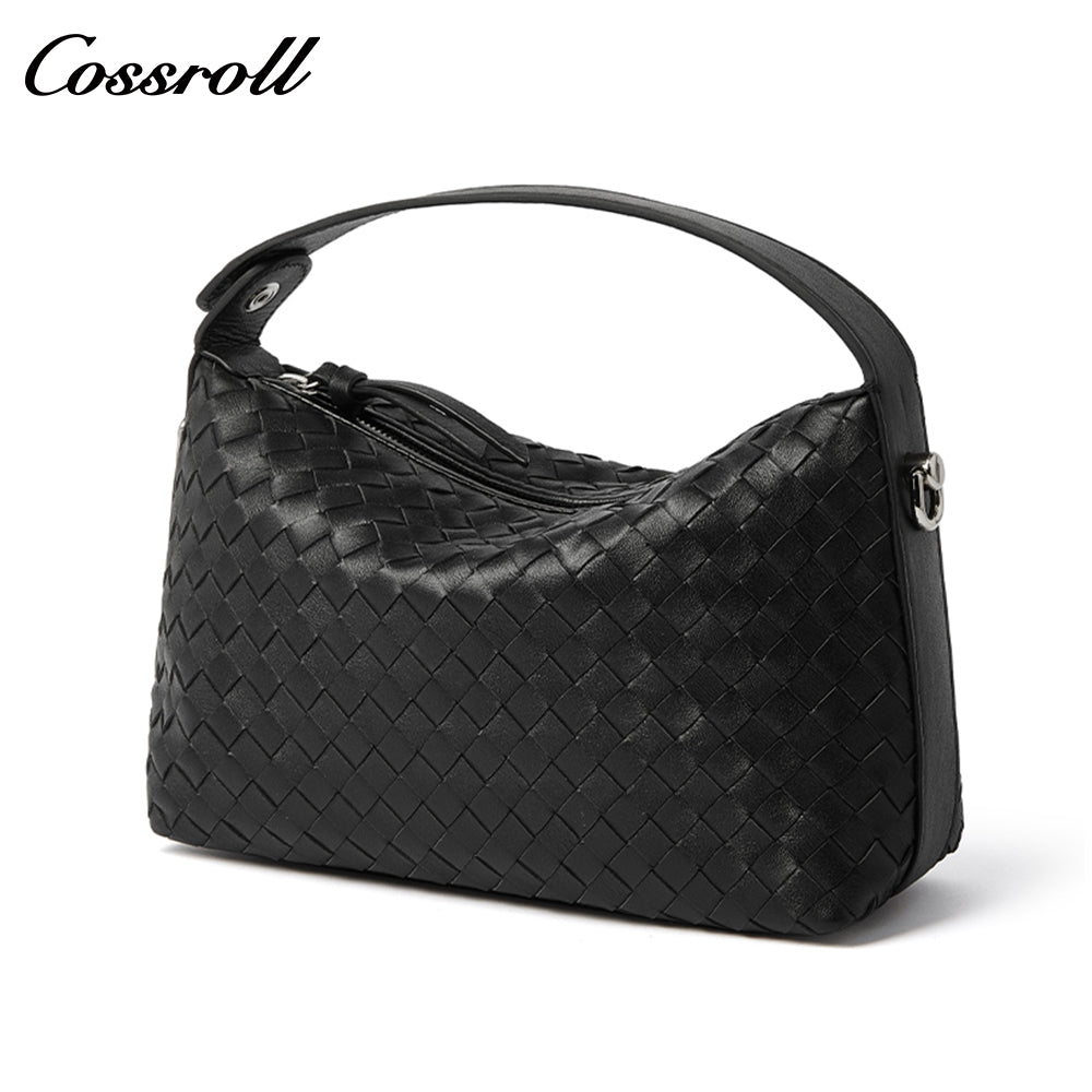 2024 new niche fashion diamond check hand carrying dumpling bag single shoulder crossbody bag leather women bag sheep Woven leather bag