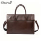 Men's Full Grain Leather Briefcase, Large Capacity Flap Laptop Handbag, Genuine Leather Business Commute Office Bag