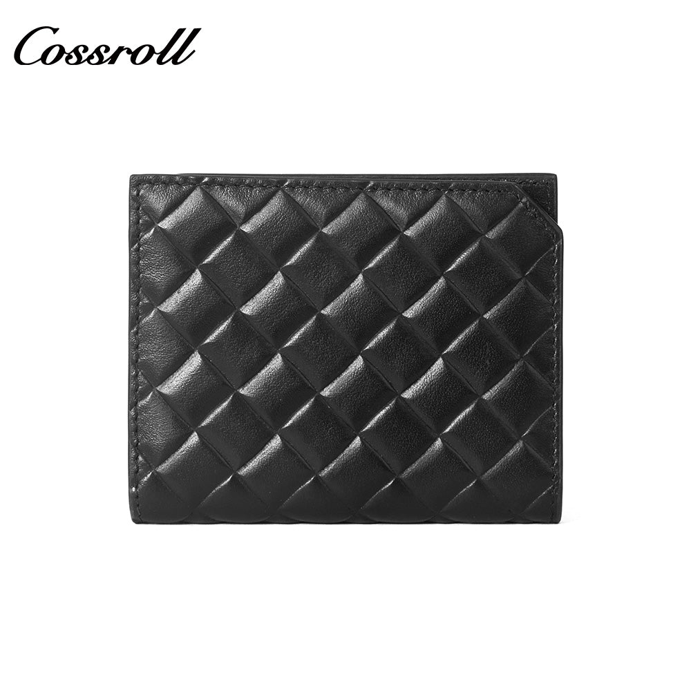 Diamond Quilted Genuine Leather Bifold Short Card Wallet, Multi-Slot Card Holder with Passport Pocket, Minimalist Bifold Purse for Daily Commute