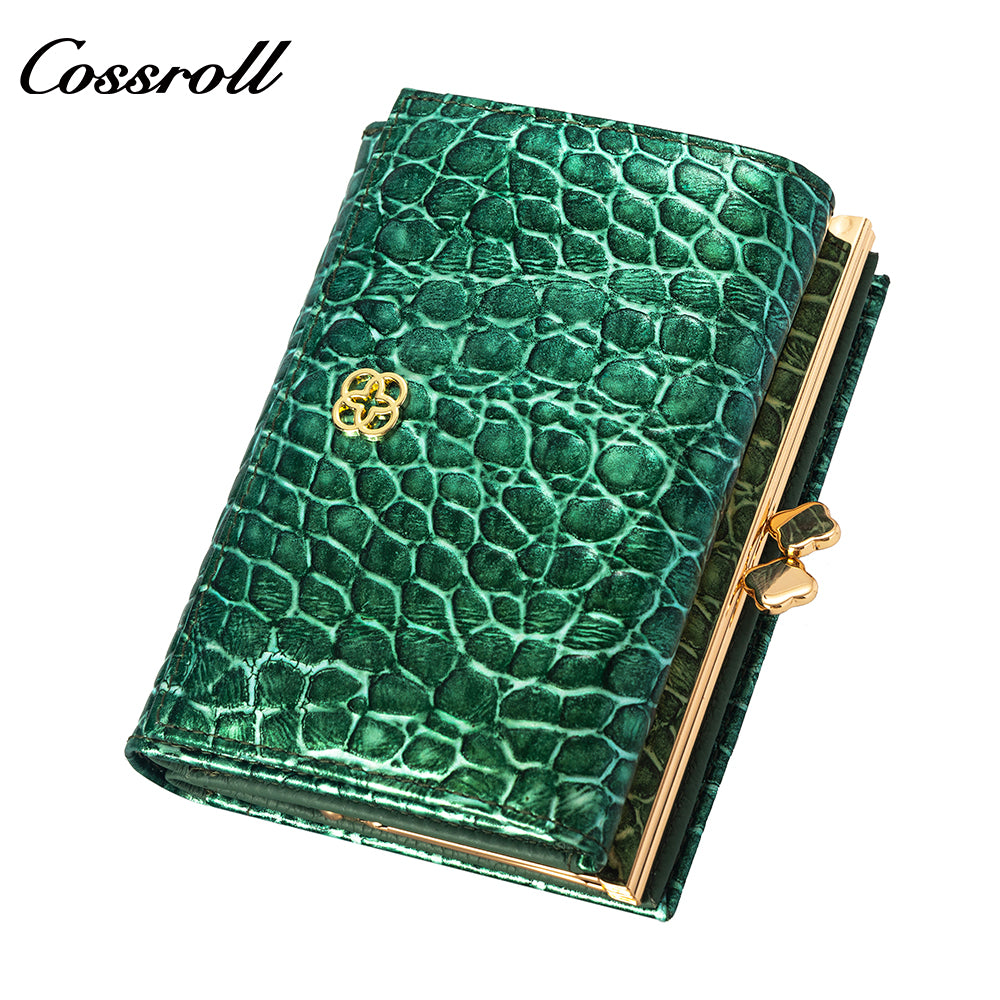 2023 New Design leather fasion slim wallet custom logo   crocodile texture Genuine Leather