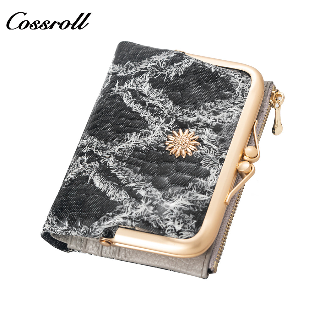 Leather women's purse Multi-functional pattern fashion short long cowhide wallet multi-card crocodile texture patent leatherg factory custom