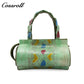 Colorful Snake Print Cowhide Multi-Layer Accordion Handbag, Multi-Functional Hand & Crossbody Shoulder Bag