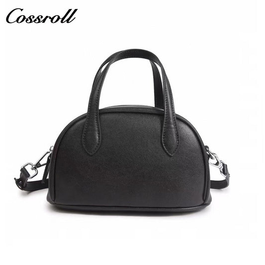 Genuine Leather Shoulder Crossbody Boston Bag Niche Vintage Tote Genuine Cowhide Bowling Bag