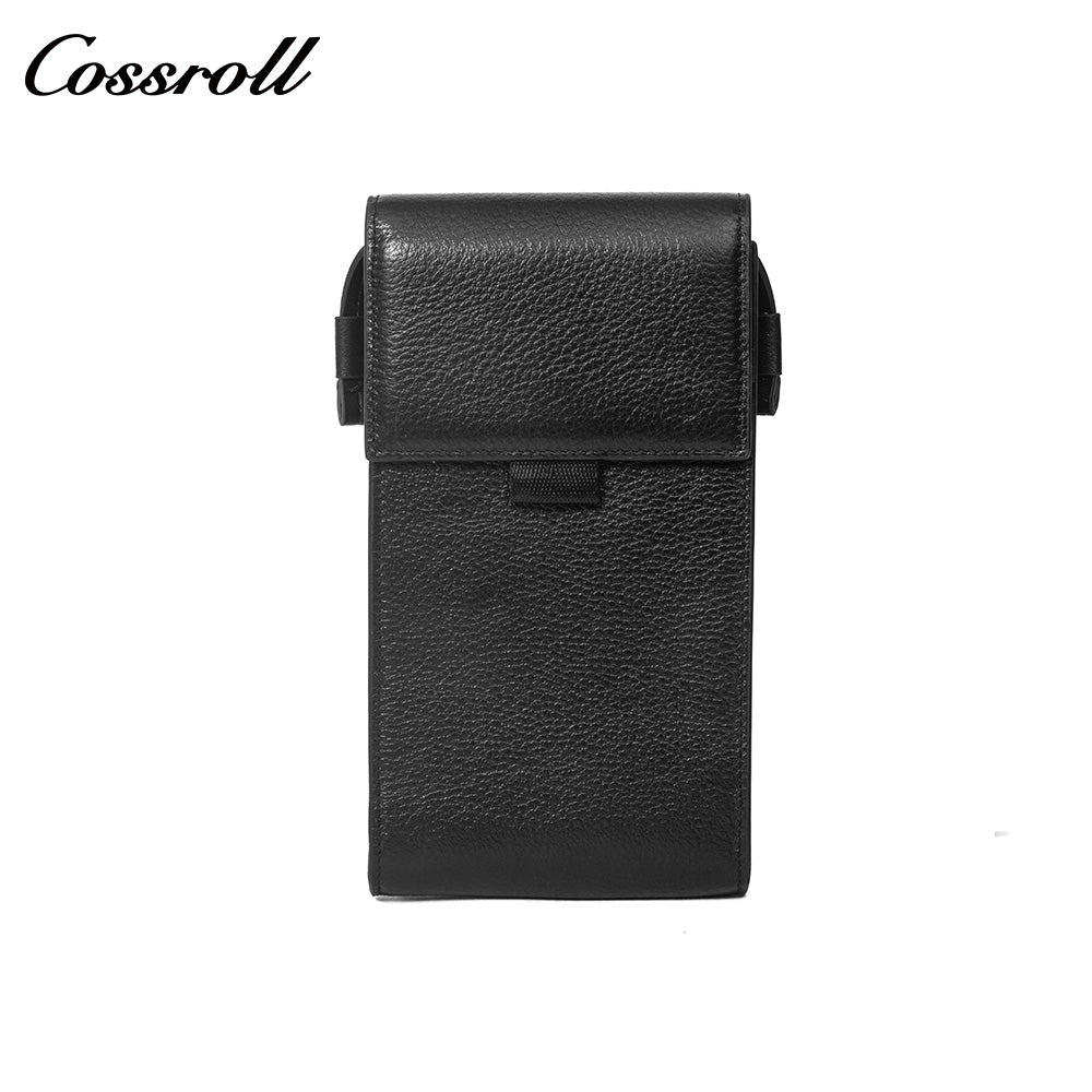 Grain Leather Phone Crossbody Bag, 2-in-1 Cowhide Purse with Zipper Cash & Card Slots