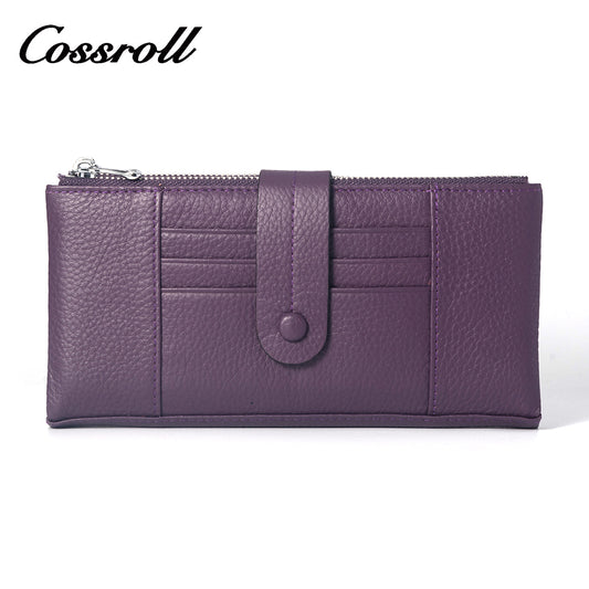 Purple lychee print leather wallet