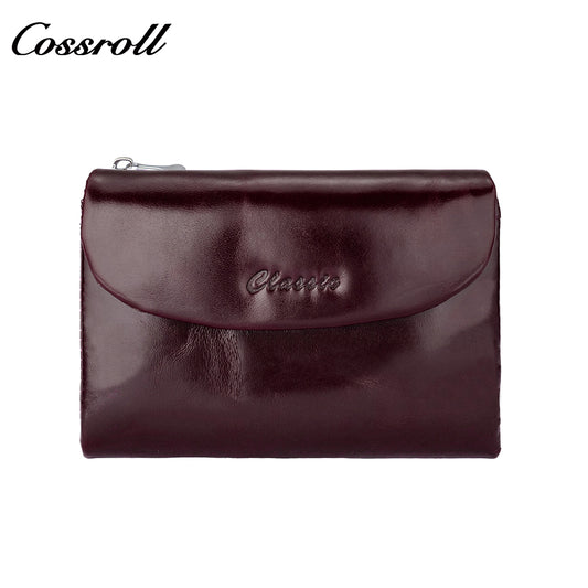 High-grade leather card wallet women oil waxed leather multi card slot coin purse