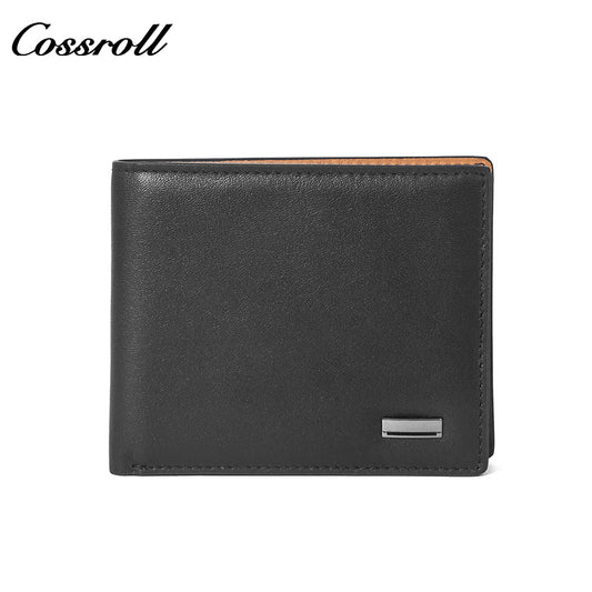 Men's Genuine Leather Bifold Wallet, Slim Business Daily Purse with Multiple Card Slots
