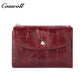 Genuine Leather Women's Wallet, Short Waxed Leather, Multiple Card Slots, ID and Coin Purse