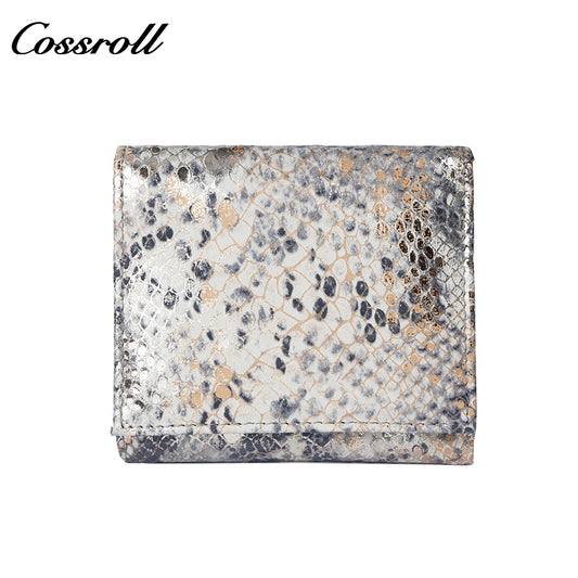 Genuine Leather Short Wallet, Snake Pattern Soft Cowhide Coin Purse, Large Capacity Wallet