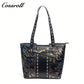 Vintage Embossed Leather Tote Shoulder Bag