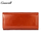 New leather women's long purse zipper wallet Large capacity waxed cowhide coin purse card bag factory custom