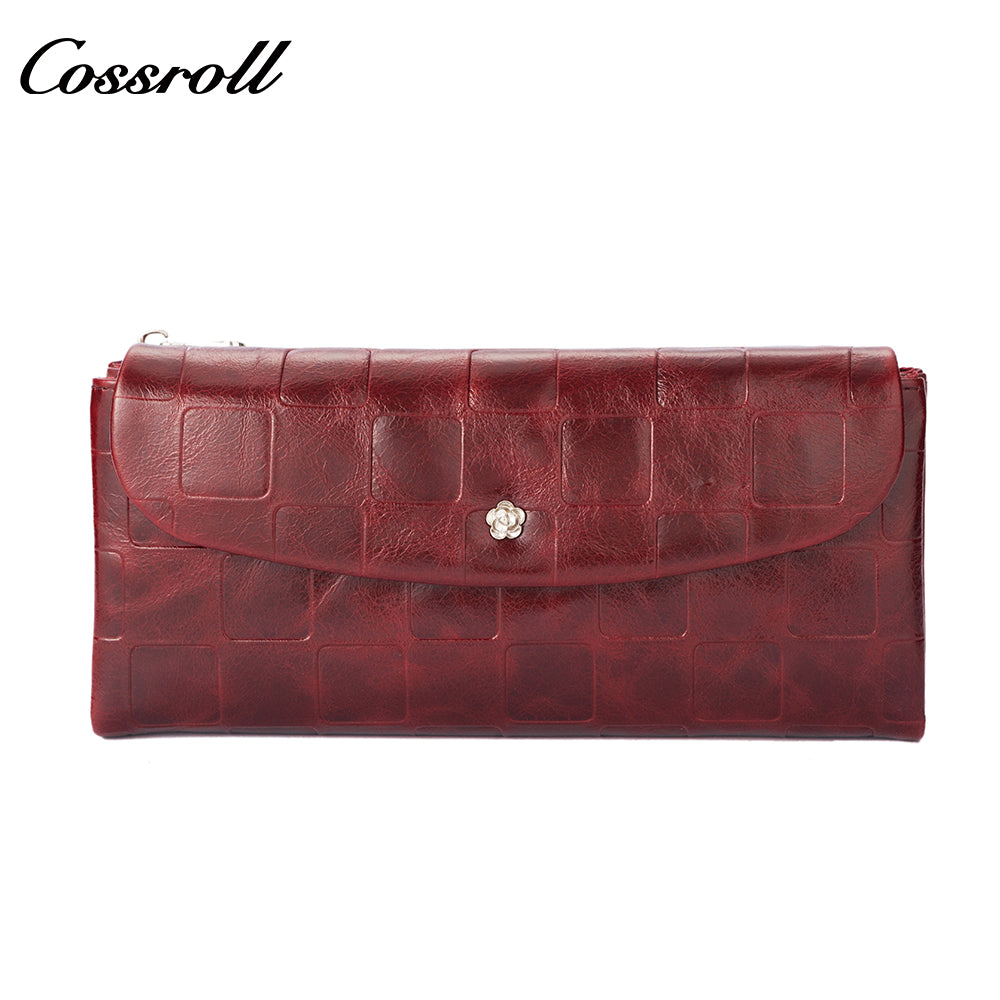 Women's Long Wallet Genuine Leather RFID First Layer Cowhide Clutch Soft Leather Simple Wallet