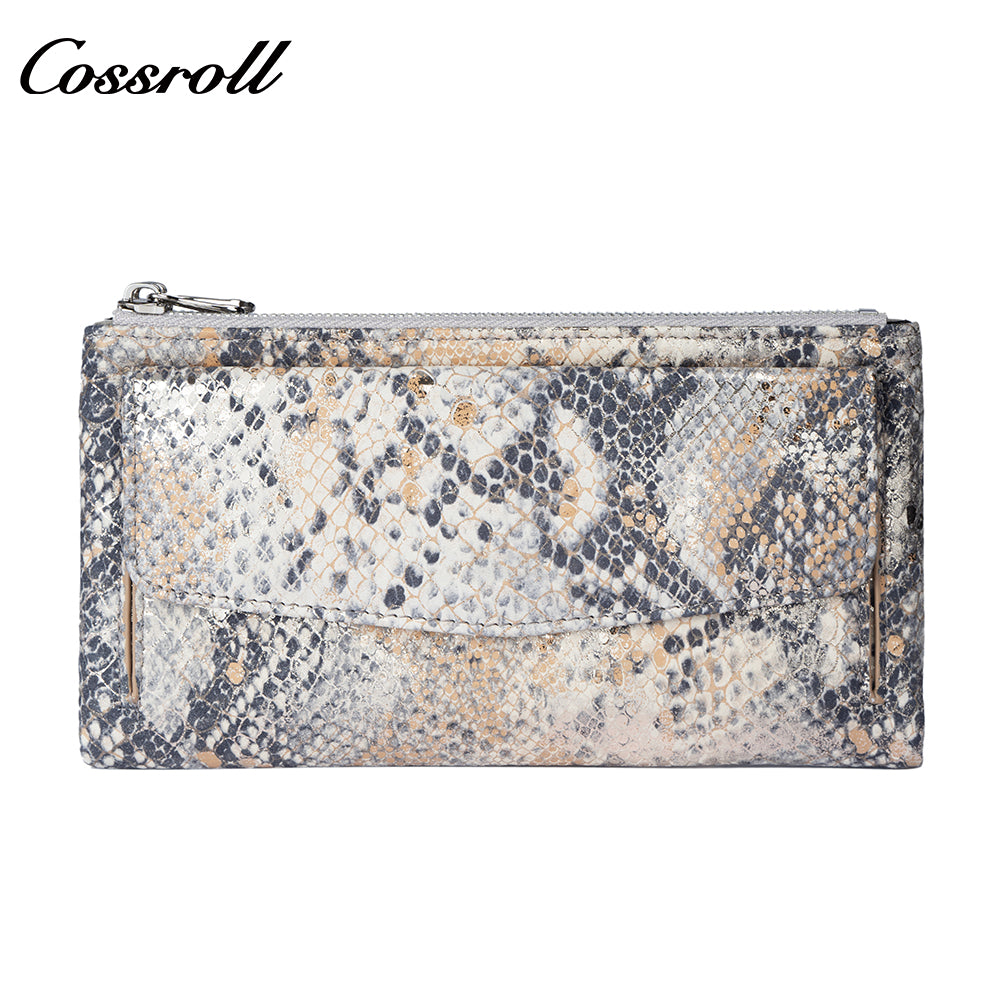 Women's Snake Skin Wallet, Fashionable Multi-Card Large Capacity Long Zipper Wallet
