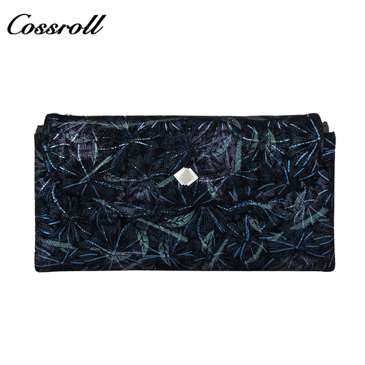 Leather women's purse Multi-functional pattern fashion short long cowhide wallet multi-card holding bag factory custom