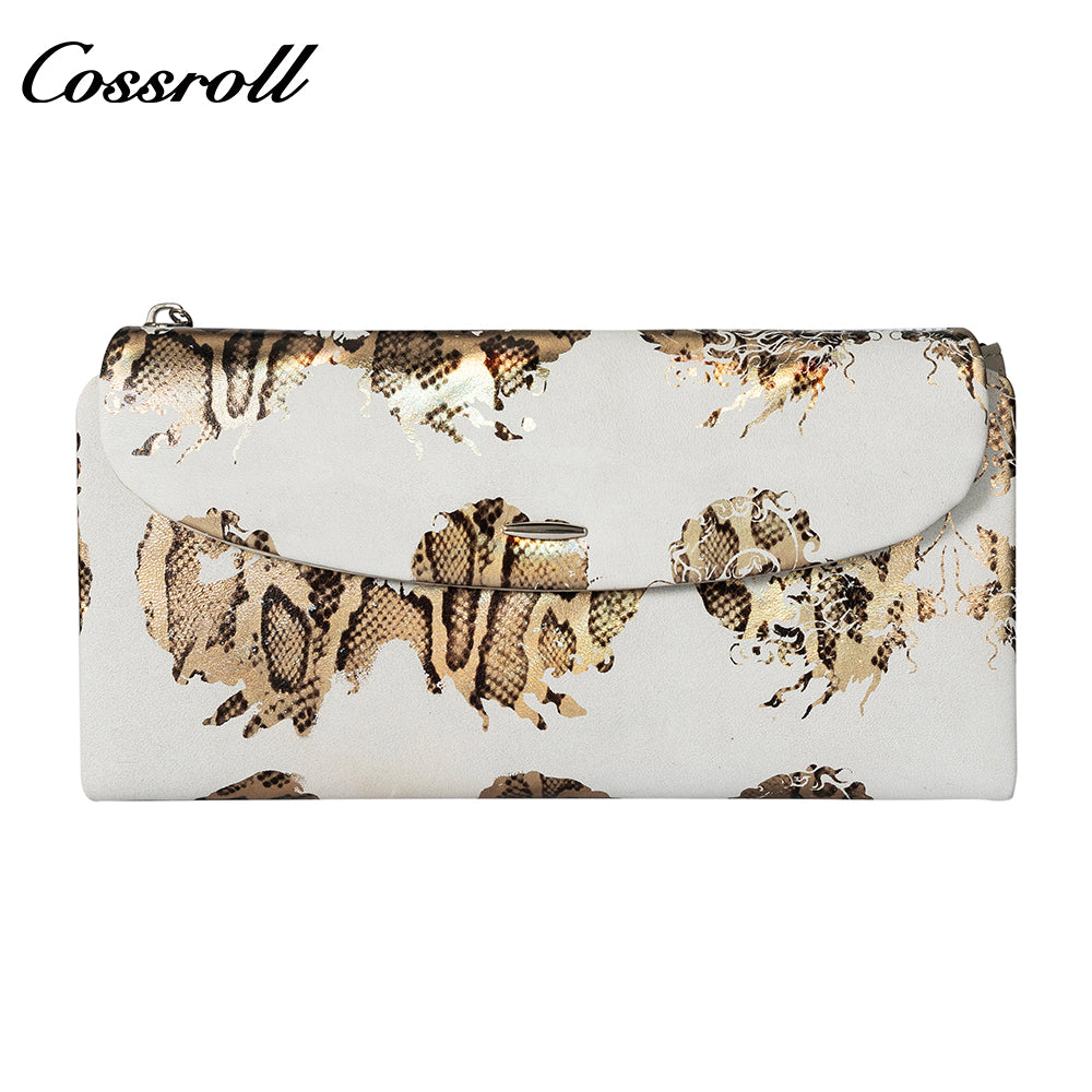 Leather women's purse Multi-functional pattern fashion short long cowhide wallet multi-card holding bag factory custom