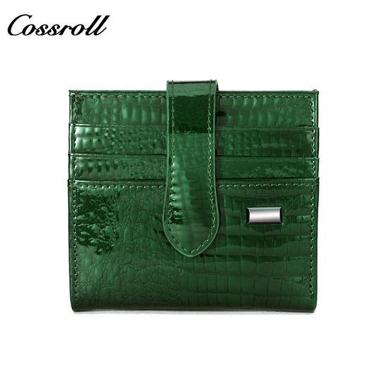 China Professional Customized luxury leather designer Multi-card package crocodile texture patent leather