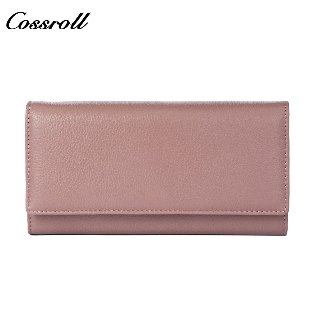 Genuine Leather Women's Wallet with Multiple Card Slots, Simple First-Layer Cowhide Vertical Style