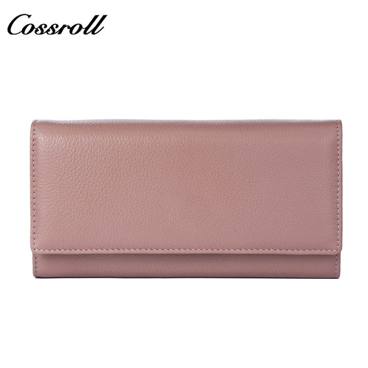 Genuine Leather Women's Wallet with Multiple Card Slots, Simple First-Layer Cowhide Vertical Style