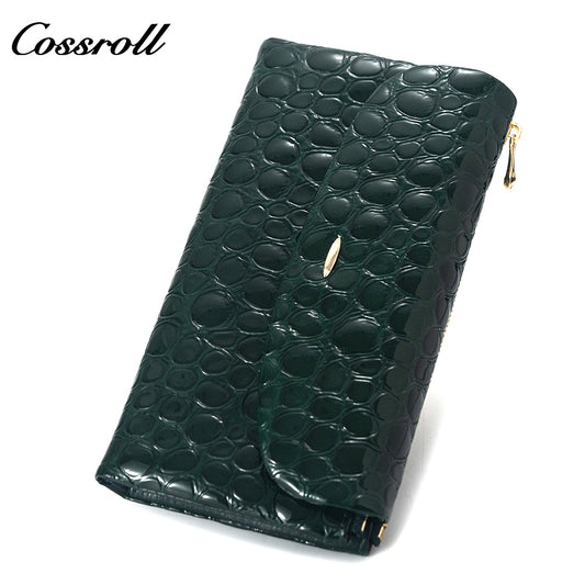 2023 New Design leather fasion slim wallet custom logo patent leather  Genuine Leather