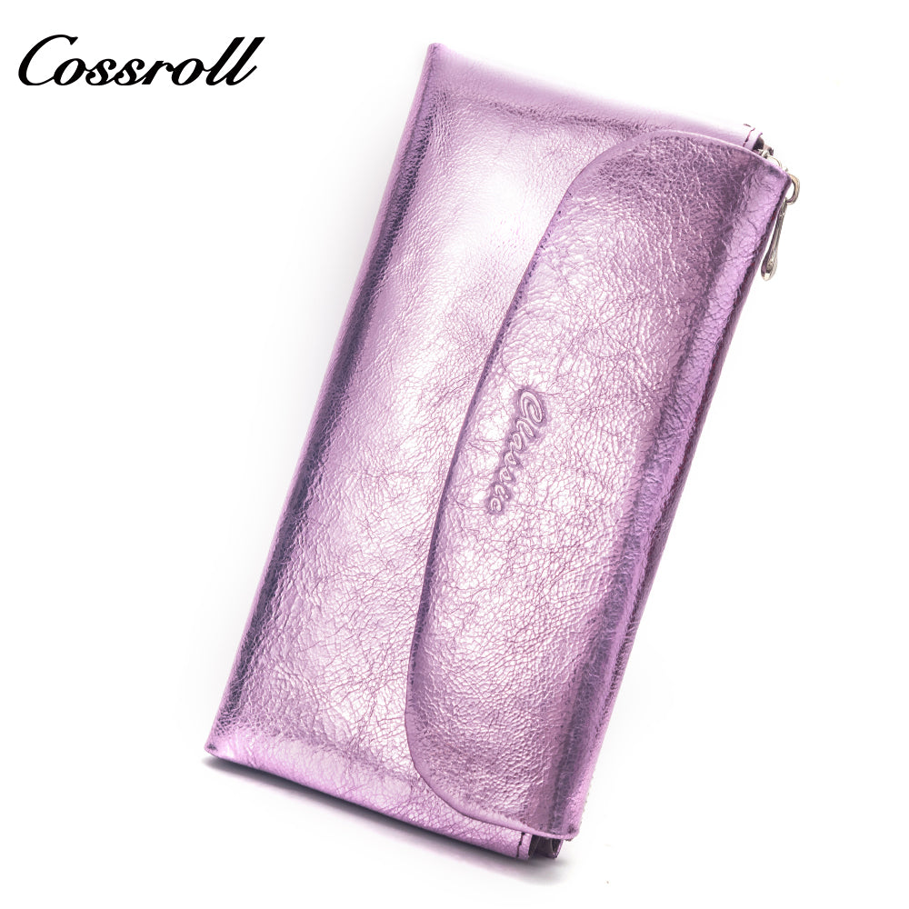 2023 Hot New Products genuine trifold  leather purse women pearl pattern