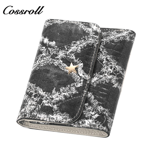 Customized Manufacturer  leather luxury  women small wallet crocodile texture Genuine Leather
