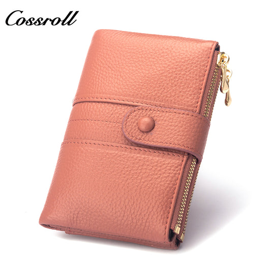 High Quality Wholesale ladies mens genuine leather purse handmade short wallets Lychee leather