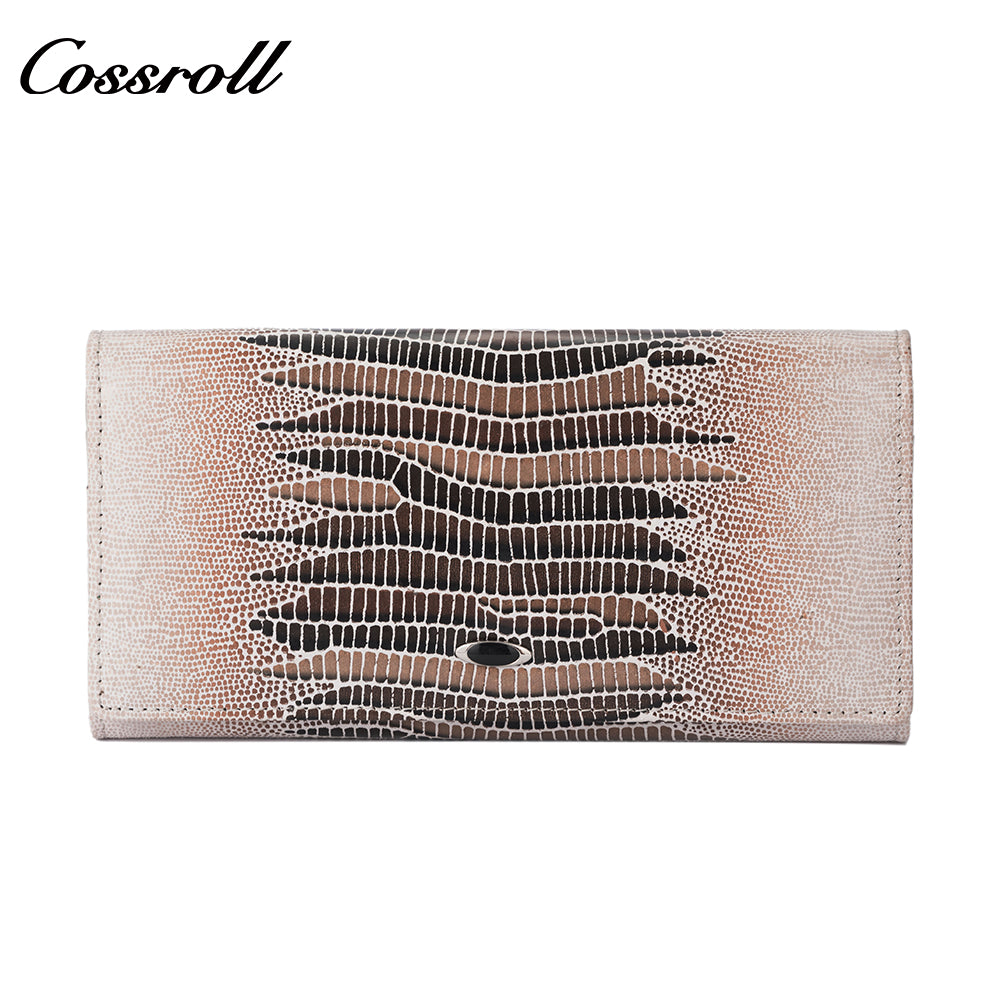 Women's long wallet, large capacity, fashionable crocodile-embossed leather, multi-card slot design