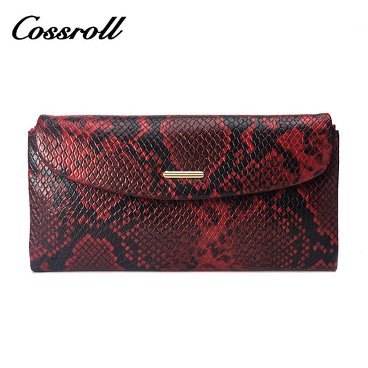 Factory direct sales of high quality luxury leather women python textured leather