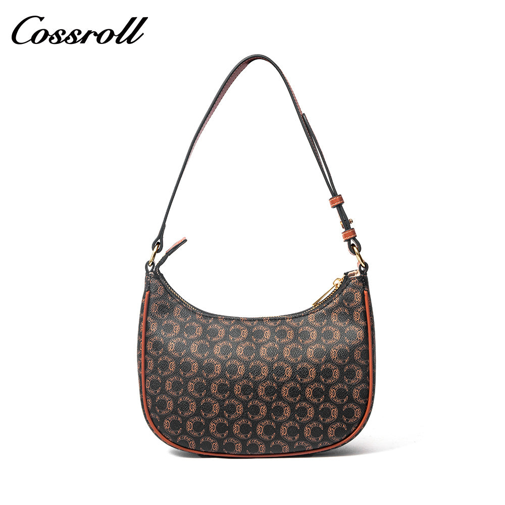 Vintage Monogram Underarm Bag for Women, C Pattern Print, Adjustable Strap, Shoulder & Crossbody Bag, Versatile Daily Commute Purse