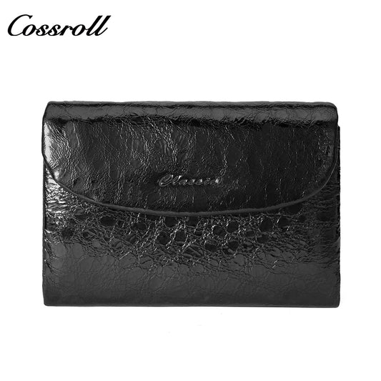 New factory custom leather money baotou layer cowhide change card bag patent leather lady purse custom
