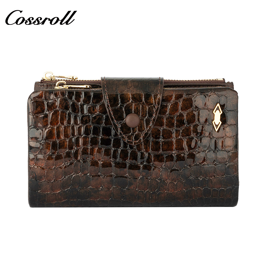 Best Selling Quality ladies dollar bill wallet crocodile texture Genuine Leather