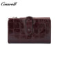 Genuine leather women's wallet with clasp, anti-demagnetization card holder, stylish European and American crocodile pattern