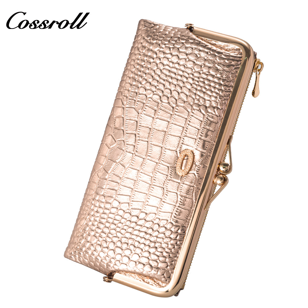 Best Selling Quality girls ladies dollar bill wallet crocodile texture Genuine Leather