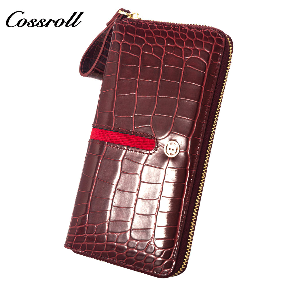 2023 Hot New Products real leather long   crocodile texture patent leather