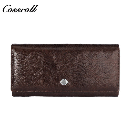 Factory custom short simple leather purse for women cowhide coin bag for women purse money clip