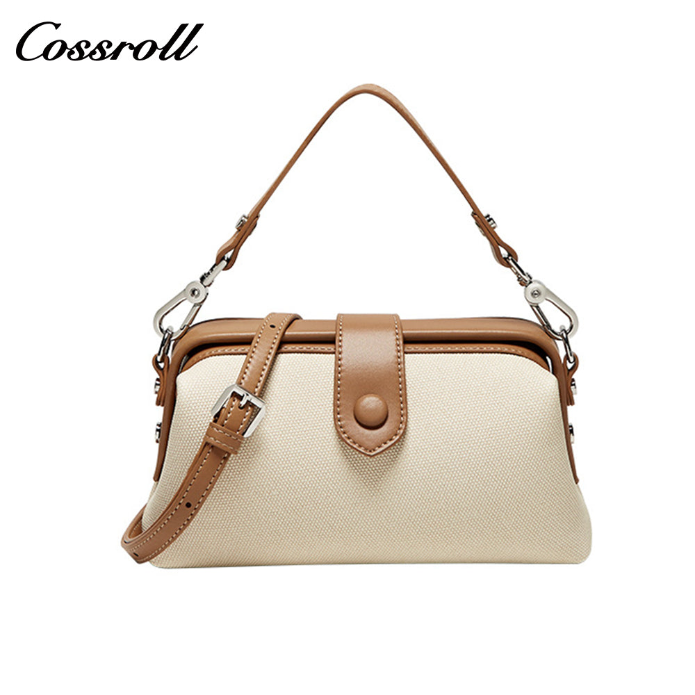 Canvas bag ins style summer leather women's bag 2024 new trend fashion hand bill of lading shoulder crossbody bag doctor bag