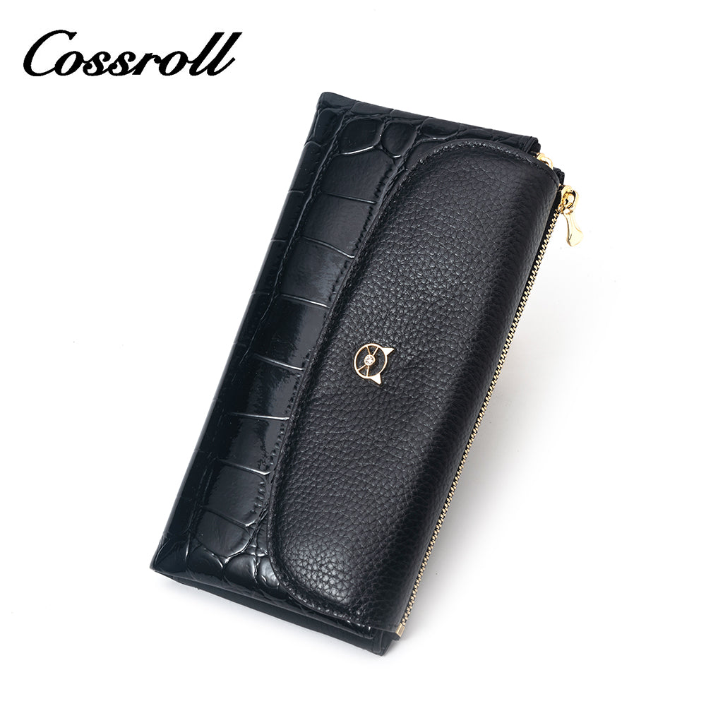 Wholesale High Quality black real leather wallet women's With Custom Design