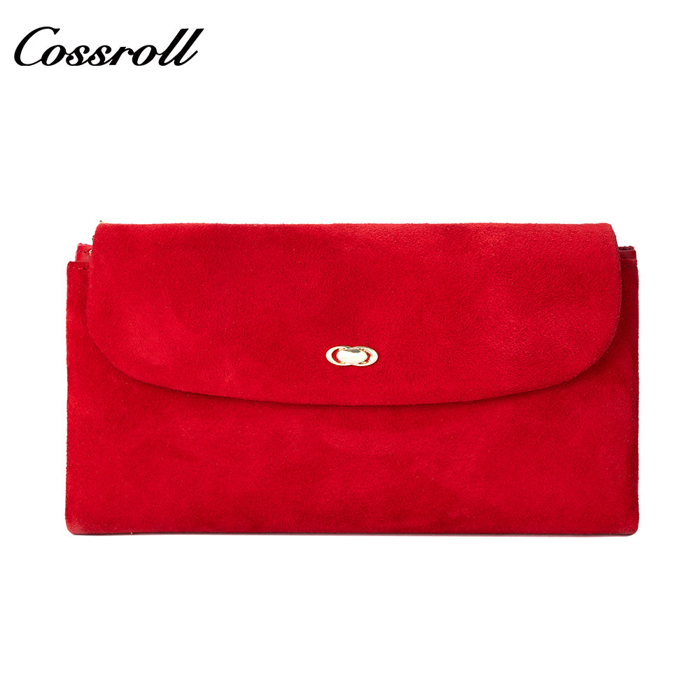 Women's Short Wallet with Multiple Card Slots, Coin Purse, Suede Surface, Magnetic Snap Closure