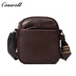 Men's Full Grain Leather Crossbody Bag, Multi-compartment Zipper Genuine Leather Shoulder Bag, Casual Everyday Carry Sling Bag