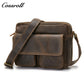 Europe and the United States fashion retro oblique backpack cowhide handbag wild horse leather men's single shoulder layer cowhide crossbody bag side backpack