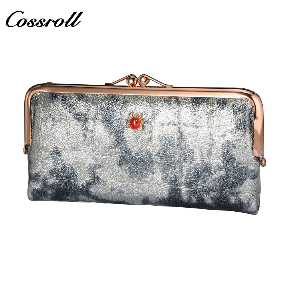 Manufacturers customized cross-border serpentine leather purse women's long cowhide women's  multi-layer multi-card large capacity