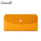 Women's long wallet with multiple card slots, zipper, double-layer bill compartment, and coin purse in suede finish