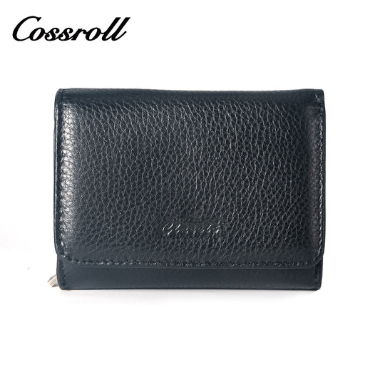 New Material Metal Pattern Short Wallet Genuine Leather