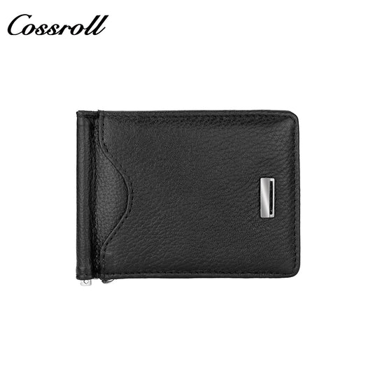 Customised Plain Layer Cowhide Men's Wallet Genuine Leather Money Clip Multifunctional