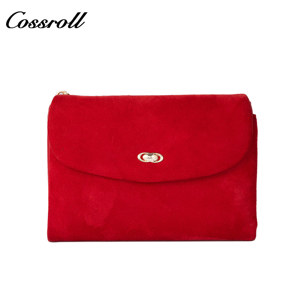 Matte suede magnetic snap women's short wallet with multiple card slots and coin pocket